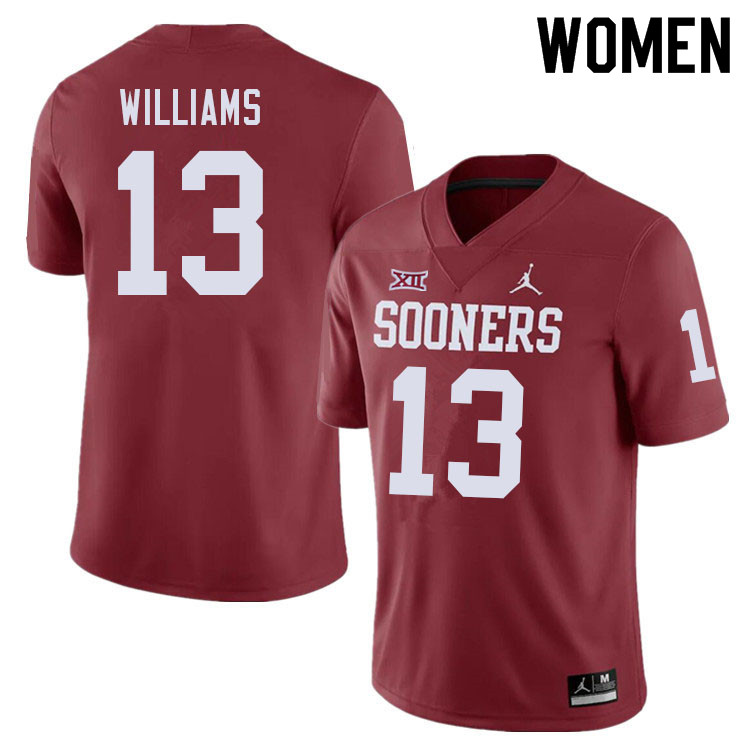 Women #13 Caleb Williams Oklahoma Sooners College Football Jerseys Sale-Crimson - Click Image to Close